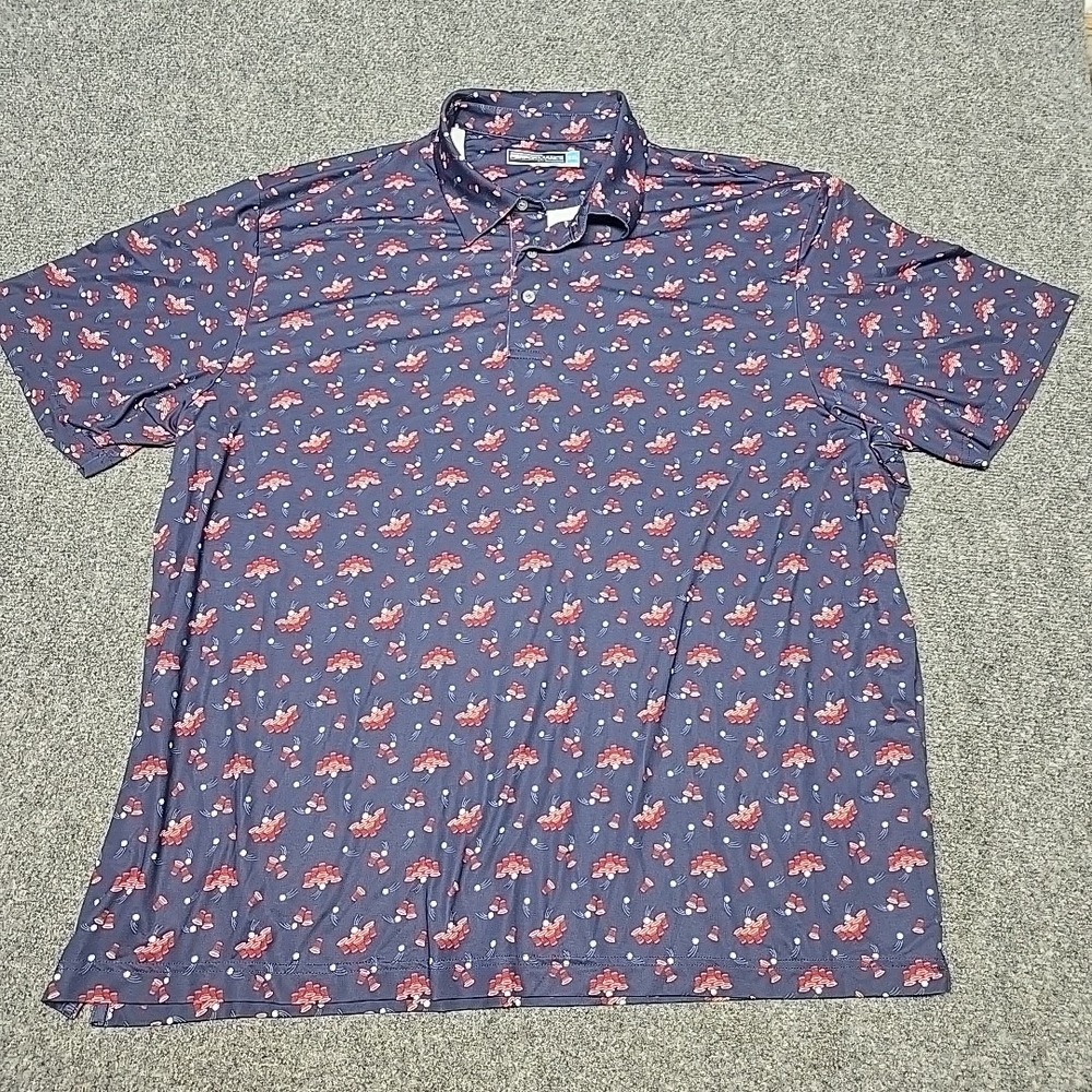 Beer Pong Polo Shirt Mens 2XL Round Tree & York Performance All Over Beer...